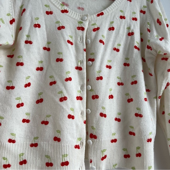 Cherry Patterned White Sweater - Picture 2 of 7